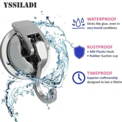 Suction Cup Hooks Heavy Duty Vacuum Suction Shower Hooks Glass Suction Cup Hooks Bathroom Robe Hooks Reusable, No Hole Punched, for Garland Decoration