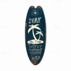 Summer Beach Ocean Theme Leisure Decoration Surfboard Wood Plaque Bar Home Wall Vintage Decoration Wood Plaque