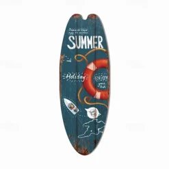 Summer Beach Ocean Theme Leisure Decoration Surfboard Wood Plaque Bar Home Wall Vintage Decoration Wood Plaque