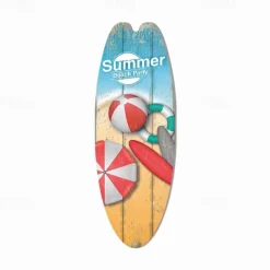 Summer Beach Ocean Theme Leisure Decoration Surfboard Wood Plaque Bar Home Wall Vintage Decoration Wood Plaque