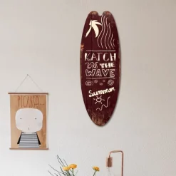 Summer Beach Ocean Theme Leisure Decoration Surfboard Wood Plaque Bar Home Wall Vintage Decoration Wood Plaque