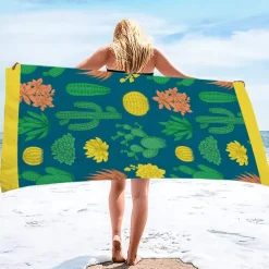 Summer Beach Towel Quick-Drying Tropical Bohemian Rainforest Sea Turtle Plant Towel Soft and Quick-Drying Beach Towel Super Absorbent Soft Microfiber Sand Pool Bath Outdoor Travel Towel