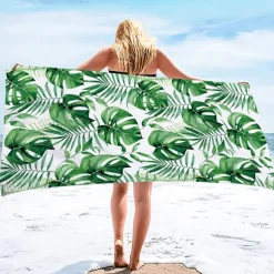 Summer Beach Towel Quick-Drying Tropical Bohemian Rainforest Sea Turtle Plant Towel Soft and Quick-Drying Beach Towel Super Absorbent Soft Microfiber Sand Pool Bath Outdoor Travel Towel