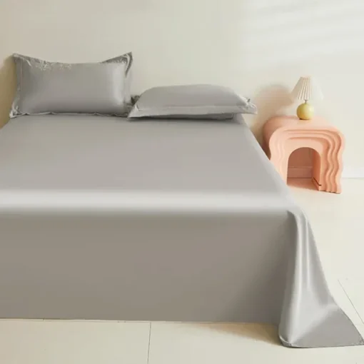 Summer Cool Ice Silk Bed Sheet Single Piece Single Dormitory Single Double Solid Color Bed Sheet Pillowcase Three-piece Bed