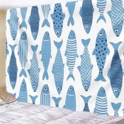 Summer Fishes Hanging Tapestry Wall Art Large Tapestry Mural Decor Photograph Backdrop Blanket Curtain Home Bedroom Living Room Decoration