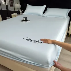 Summer Ice Cooling Bed Silky Comfy Fitted Sheet Cooling Sheets for Hot Sleeper Breathable Fitted Sheet Only Women, Men, Teens