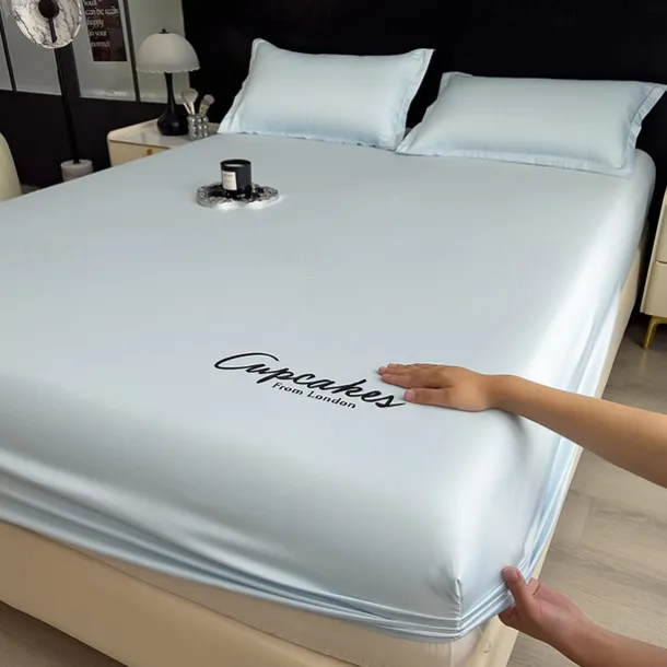 Summer Ice Cooling Bed Silky Comfy Fitted Sheet Cooling Sheets for Hot Sleeper Breathable Fitted Sheet Only Women, Men, Teens