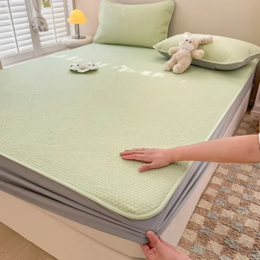Summer Latex Ice Silk Cooler Bed Sheets Washable Soft Bed Cover Pillow Case