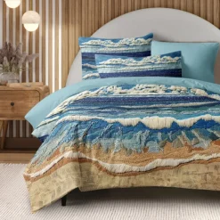 Summer Seaside Duvet Cover Set Cotton Aqua Ocean Pattern Set Soft 3-Piece Luxury Bedding Set Home Decor Gift Twin Full King Queen Size Duvet Cover