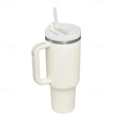 Summer Tumbler with Handle 40 oz and Straw Lid, 304 Stainless Steel Water Bottle, Travel Mug Insulated Tumblers Iced for Tea Coffee Gift, Large Capacity Car Cup with Straw