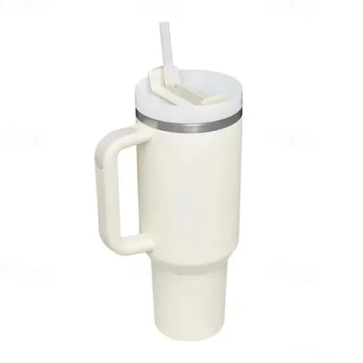 Summer Tumbler with Handle 40 oz and Straw Lid, 304 Stainless Steel Water Bottle, Travel Mug Insulated Tumblers Iced for Tea Coffee Gift, Large Capacity Car Cup with Straw