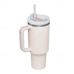 Summer Tumbler with Handle 40 oz and Straw Lid, 304 Stainless Steel Water Bottle, Travel Mug Insulated Tumblers Iced for Tea Coffee Gift, Large Capacity Car Cup with Straw
