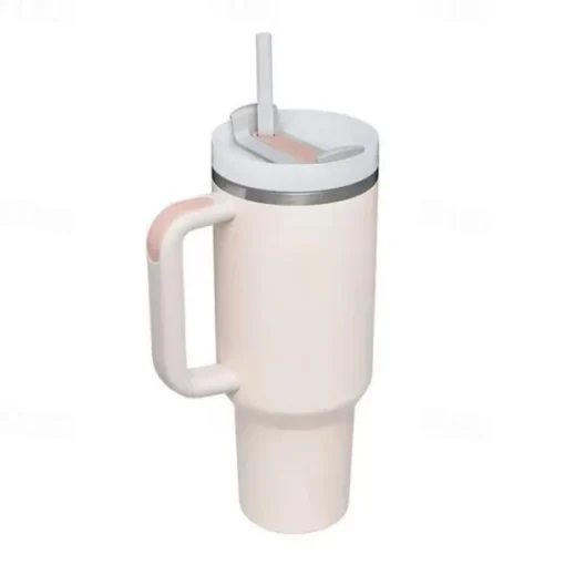 Summer Tumbler with Handle 40 oz and Straw Lid, 304 Stainless Steel Water Bottle, Travel Mug Insulated Tumblers Iced for Tea Coffee Gift, Large Capacity Car Cup with Straw