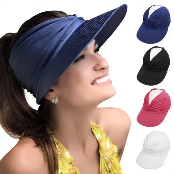 Sun Hats for Women UV Protection Sun Visor Wide Brim Summer Hats with Ponytail