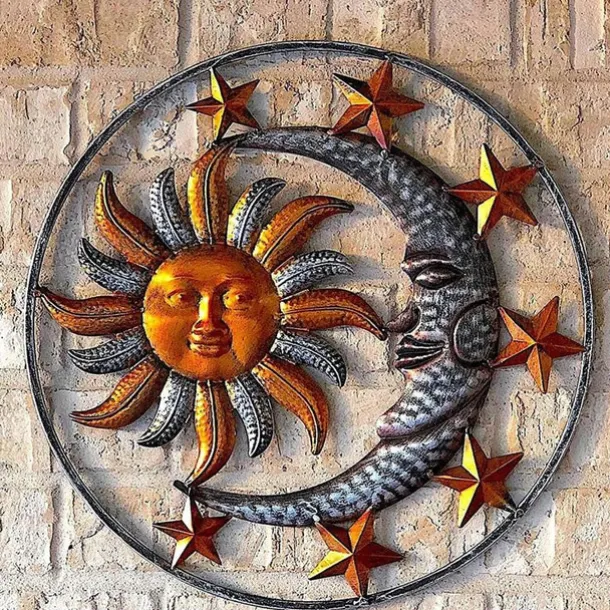 Sun Metal Wall Decor Moon Metal Wall Art Bird Ornament Home Bedroom Living Room Window Decoration