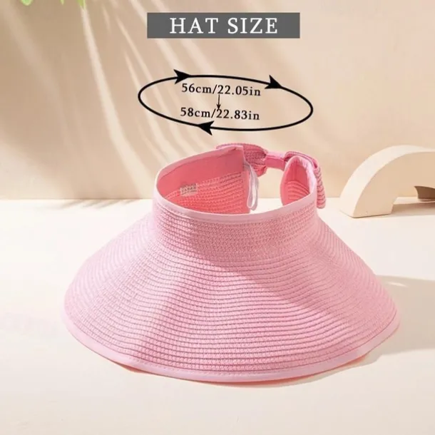 Sun Visor Hats for Women Wide Brim Straw Roll-Up Ponytail Summer Beach Hat UV UPF Packable Foldable Travel Summer
