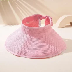 Sun Visor Hats for Women Wide Brim Straw Roll-Up Ponytail Summer Beach Hat UV UPF Packable Foldable Travel Summer