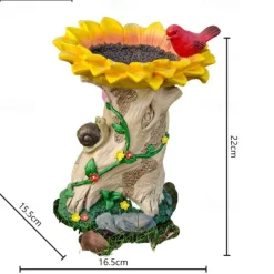 Sunflower Bird Bath and Bird Feeder, Outdoor Garden Decoration, Dual Function, Durable Resin, Attracts Birds, Ideal for Yard, Patio, or Balcony, Easy to Install, Eco-Friendly, Weather-Resistant