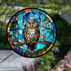 Sunflower Stained Suncatcher Window Hanging, Dog Cat Home Window Decor Suncatcher Birthday Gifts For Women,Mom,Teacher Wreath Sign, Christmas Xmas Decor Gift