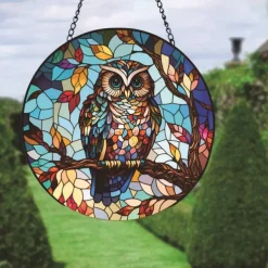 Sunflower Stained Suncatcher Window Hanging, Dog Cat Home Window Decor Suncatcher Birthday Gifts For Women,Mom,Teacher Wreath Sign, Christmas Xmas Decor Gift