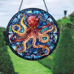 Sunflower Stained Suncatcher Window Hanging, Dog Cat Home Window Decor Suncatcher Birthday Gifts For Women,Mom,Teacher Wreath Sign, Christmas Xmas Decor Gift