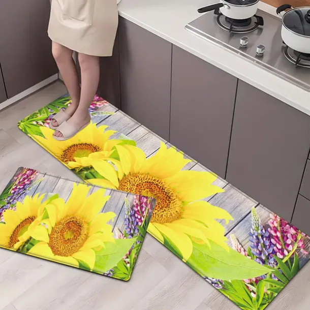 Sunflowers Farmhouse Area Rug Kitchen Mat Non-Slip Oil Proof Floor Mat Livingroom Rug Indoor Outdoor Mat Bedroom Decor Bathroom Mat Entrance Rug Door Mat