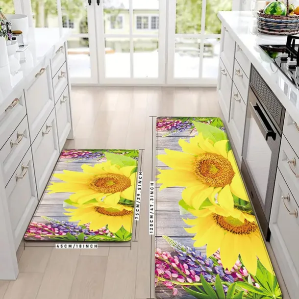 Sunflowers Farmhouse Area Rug Kitchen Mat Non-Slip Oil Proof Floor Mat Livingroom Rug Indoor Outdoor Mat Bedroom Decor Bathroom Mat Entrance Rug Door Mat