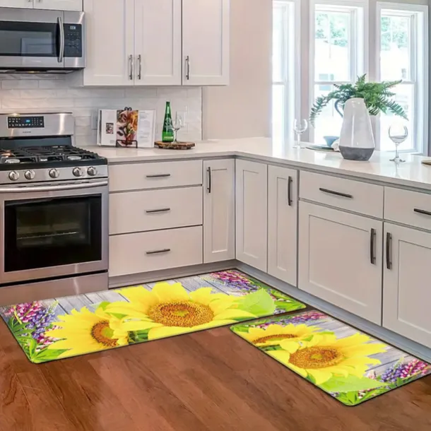 Sunflowers Farmhouse Area Rug Kitchen Mat Non-Slip Oil Proof Floor Mat Livingroom Rug Indoor Outdoor Mat Bedroom Decor Bathroom Mat Entrance Rug Door Mat