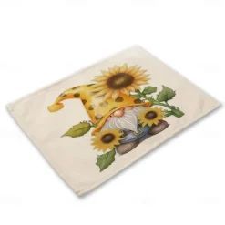 Sunflowers Placemats Heat Resistant Farmhouse Table Place Mat Stain Resistant Placemat, Placemat for Wedding Kitchen Dining Table Decoration Indoor Outdoor