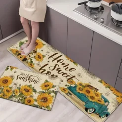 Sunflowers Vintage Area Rug Kitchen Mat Non-Slip Oil Proof Floor Mat Livingroom Rug Indoor Outdoor Mat Bedroom Decor Bathroom Mat Entrance Rug Door Mat