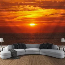 Sunlight Beach View Hanging Tapestry Wall Art Large Tapestry Mural Decor Photograph Backdrop Blanket Curtain Home Bedroom Living Room Decoration