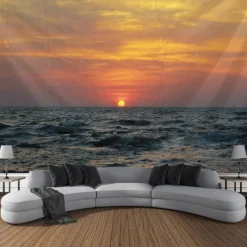 Sunlight Beach View Hanging Tapestry Wall Art Large Tapestry Mural Decor Photograph Backdrop Blanket Curtain Home Bedroom Living Room Decoration