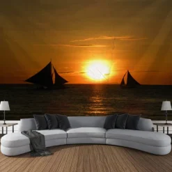 Sunlight Beach View Hanging Tapestry Wall Art Large Tapestry Mural Decor Photograph Backdrop Blanket Curtain Home Bedroom Living Room Decoration