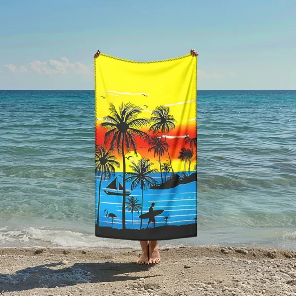 Sunshine and Beach Beach Towel Premium Quality Ultra Soft Absorbent Lightweight Durable Quick Drying Vibrant Design Perfect for Beach Pool Sunbathing Travel Summer Accessory Comfortable and Stylish