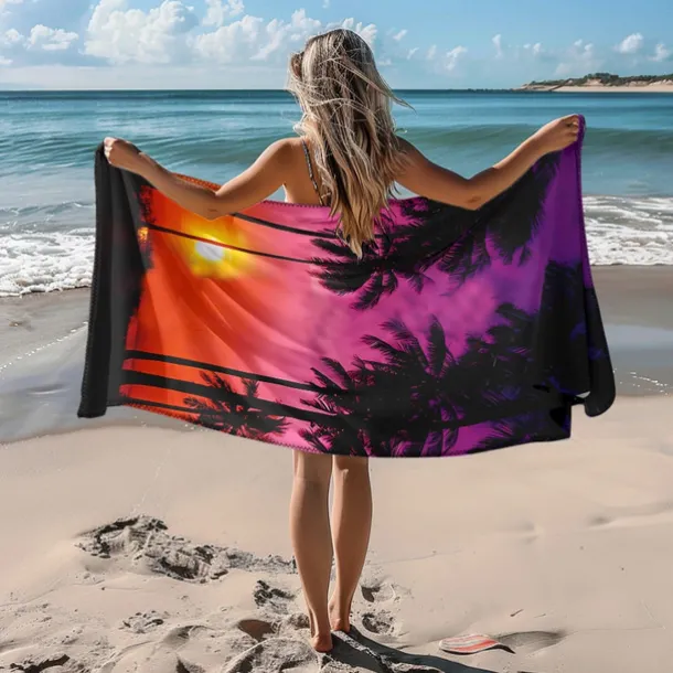 Sunshine and Beach Beach Towel Premium Quality Ultra Soft Absorbent Lightweight Durable Quick Drying Vibrant Design Perfect for Beach Pool Sunbathing Travel Summer Accessory Comfortable and Stylish