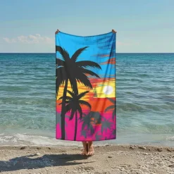 Sunshine and Beach Beach Towel Premium Quality Ultra Soft Absorbent Lightweight Durable Quick Drying Vibrant Design Perfect for Beach Pool Sunbathing Travel Summer Accessory Comfortable and Stylish