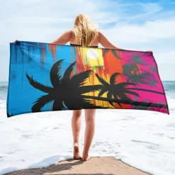 Sunshine and Beach Beach Towel Premium Quality Ultra Soft Absorbent Lightweight Durable Quick Drying Vibrant Design Perfect for Beach Pool Sunbathing Travel Summer Accessory Comfortable and Stylish
