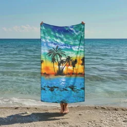Sunshine and Beach Beach Towel Premium Quality Ultra Soft Absorbent Lightweight Durable Quick Drying Vibrant Design Perfect for Beach Pool Sunbathing Travel Summer Accessory Comfortable and Stylish