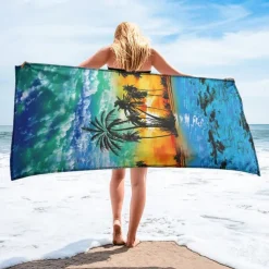 Sunshine and Beach Beach Towel Premium Quality Ultra Soft Absorbent Lightweight Durable Quick Drying Vibrant Design Perfect for Beach Pool Sunbathing Travel Summer Accessory Comfortable and Stylish