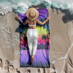 Sunshine and Beach Beach Towel Premium Quality Ultra Soft Absorbent Lightweight Durable Quick Drying Vibrant Design Perfect for Beach Pool Sunbathing Travel Summer Accessory Comfortable and Stylish