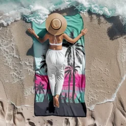 Sunshine and Beach Beach Towel Premium Quality Ultra Soft Absorbent Lightweight Durable Quick Drying Vibrant Design Perfect for Beach Pool Sunbathing Travel Summer Accessory Comfortable and Stylish