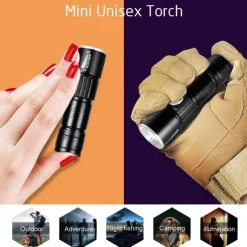 Super bright Rechargeable LED Flashlight With Tail USB Charging Head Zoomable waterproof Torch Portable light 3 Lighting modes Built-in battery