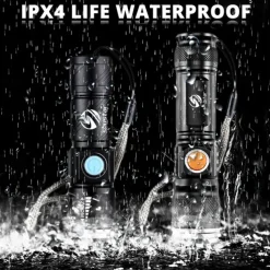 Super bright Rechargeable LED Flashlight With Tail USB Charging Head Zoomable waterproof Torch Portable light 3 Lighting modes Built-in battery