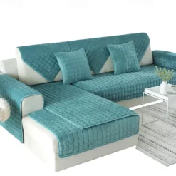 Super Soft Velvet Quilted Sofa Couch Covers Non-Slip Sectional Couch Cover Plush Sofa Slipcover Furniture Protector for Pets Kids Children Dog Cat