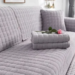 Super Soft Velvet Quilted Sofa Couch Covers Non-Slip Sectional Couch Cover Plush Sofa Slipcover Furniture Protector for Pets Kids Children Dog Cat