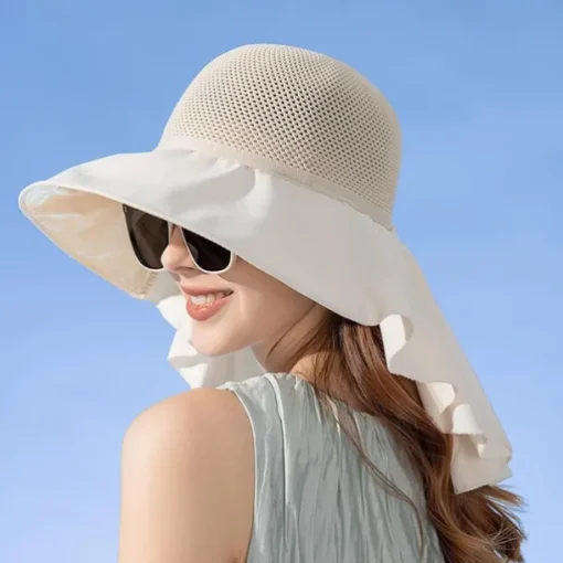 Super Wide Brim Sun Hats for Women UV Protection Beach with Neck Flap Packable Bucket Hat Sun Wraps Outdoor