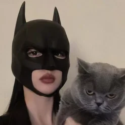 Superhero Bat Dark Knight Rise Latex Full Face Mask Halloween Rave Party Cosplay Costume Props Batman Mask Hood Mask Cosplay Bruce Wayne Latex Mask Superhero Movie Cosplay Costume Halloween Party Mask