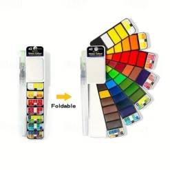 Superior 18/25/33/42 Color Solid Fan-shaped Watercolor Paint Watercolor Painting Tools Set Children's Safety Non-toxic Washable Watercolor Paint Mini Portable Travel Painting Supplies