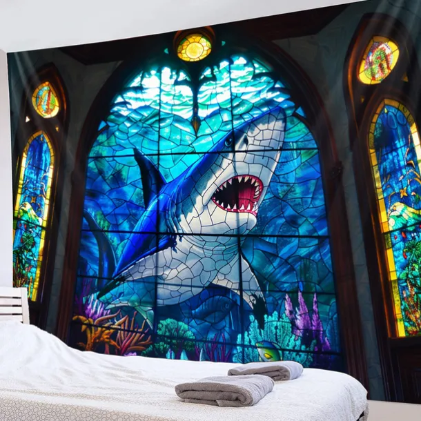 Surfing Shark Ocean Hanging Tapestry Wall Art Large Tapestry Mural Decor Photograph Backdrop Blanket Curtain Home Bedroom Living Room Decoration