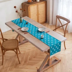 Table Runner with Tassels Spring Star Applique Vintage French Country Farmhouse Double-layer Polyester